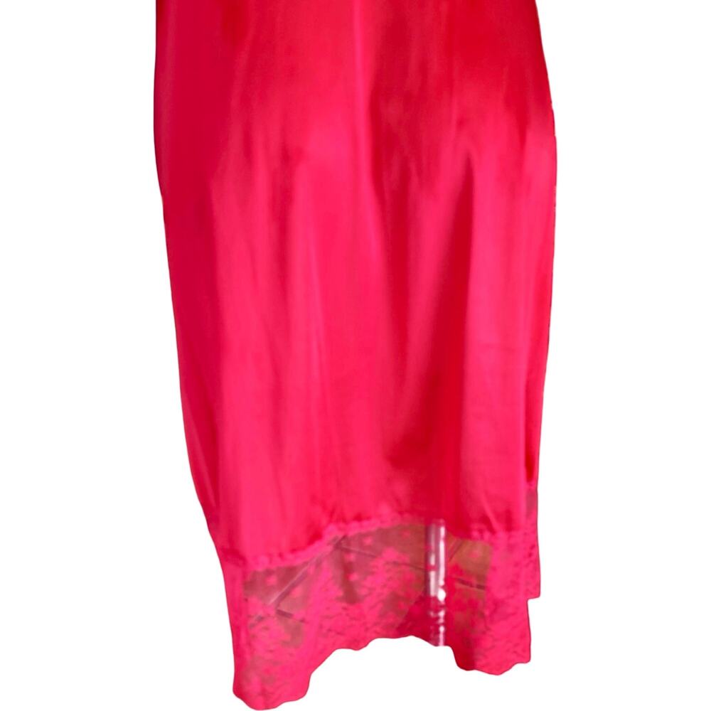 Rare Vanity Fair Red Nylon Antron Slip Dress Sz 34L Vintage Lingerie Lace Bodice - Picture 8 of 10